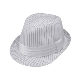 24 of Pinstripe Fedora Hat WHITE-M