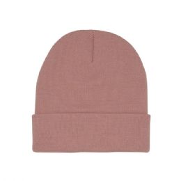 24 of Acrylic Beanie With Cuff Blush