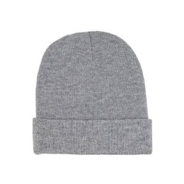 24 of Acrylic Beanie With Cuff Heather Grey