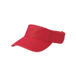24 of Pro Style Cotton Twill Washed Visor RED