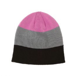24 Pieces Knitted Beanie PNK-GRY-BK - Winter Beanie Hats