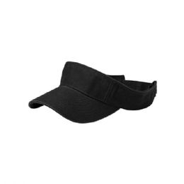 24 of Pro Style Cotton Twill Washed Visor BLACK