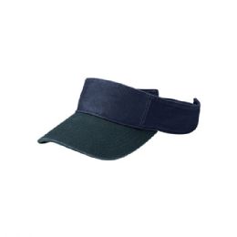24 of Pro Style Cotton Twill Washed Visor NVY-D.GRN