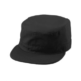 24 Pieces Camouflage Twill Army Cap BLACK - Military Caps