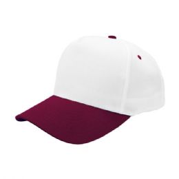 Poly Cotton Twill Cap White Maroon