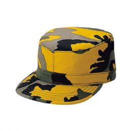 24 Pieces Camouflage Twill Army Cap YELLOW.CAMO - Military Caps