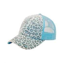 Low Profile Soft Structure Canvas Leopard Print Cap Blue