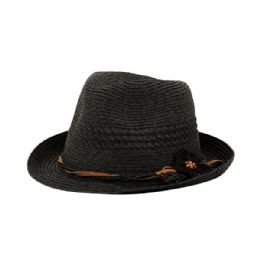 Ladies' Toyo Braid Fedora Hat Black