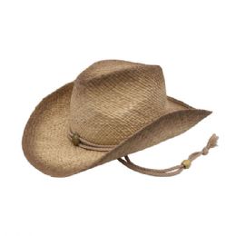 24 pieces Outback Tea Stained Raffia Straw Cowboy Hat NATURAL - Cowboy & Boonie Hat