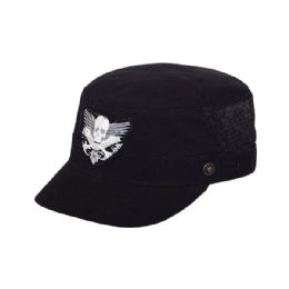 24 pieces Brushed Canvas Fashion Army Cap BLACK - Military Caps