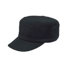 24 pieces PET SPUN Washed Army Cap BLACK - Military Caps