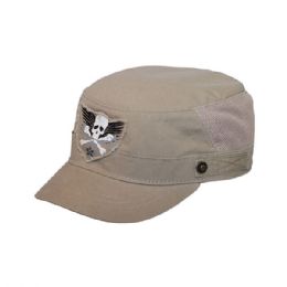 24 pieces Brushed Canvas Fashion Army Cap KHAKI - Military Caps