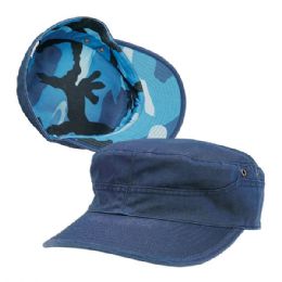 24 pieces Cotton Twill Washed Army Cap NVY-BLUE - Military Caps