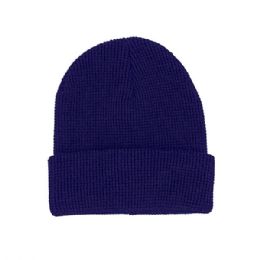 24 pieces Waffle Knit Cuff Beanie ROYAL - Winter Beanie Hats