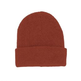 24 pieces Waffle Knit Cuff Beanie RUST - Winter Beanie Hats