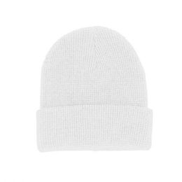 24 pieces Waffle Knit Cuff Beanie WHITE - Winter Beanie Hats