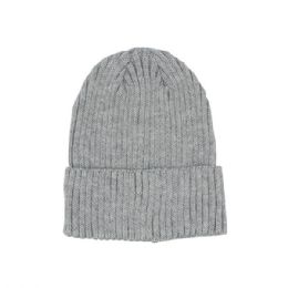 24 pieces Rib Knit Cuff Beanie HEATHER_GREY - Winter Beanie Hats