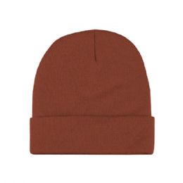 24 pieces Acrylic Beanie W/ Cuff RUST - Winter Beanie Hats