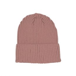 24 pieces Rib Knit Cuff Beanie BLUSH - Winter Beanie Hats