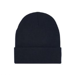 24 pieces Recycled Cuff Beanie NAVY - Winter Beanie Hats