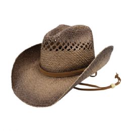 24 pieces Outback Raffia Cowboy Hat BROWN - Cowboy & Boonie Hat