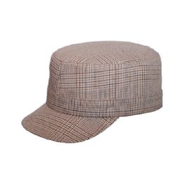 24 pieces Ladies' Fashion Plaid Military Cap BEIGE - Military Caps
