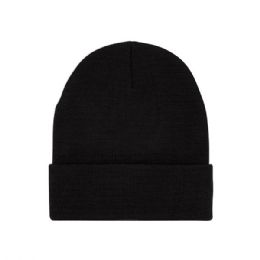 24 pieces Recycled Cuff Beanie BLACK - Winter Beanie Hats