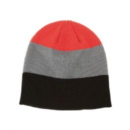 24 pieces Knitted Beanie ORG-GRY-BK - Winter Beanie Hats