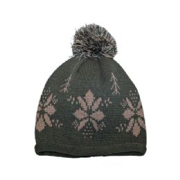 24 pieces Jaquard Knitted Beanie OLIVE - Winter Beanie Hats