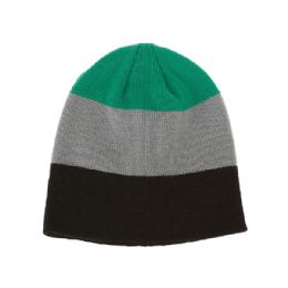 24 pieces Knitted Beanie GRN-GRY-BK - Winter Beanie Hats