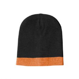 24 pieces Acrylic Beanie BLK-ORNG - Winter Beanie Hats