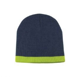 24 pieces Acrylic Beanie NVY-LIME - Winter Beanie Hats