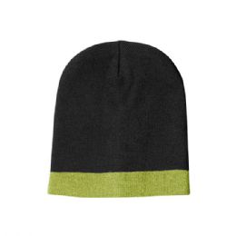 24 pieces Acrylic Beanie BLK-GRN - Winter Beanie Hats