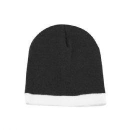 24 pieces Acrylic Beanie BLK-WT - Winter Beanie Hats