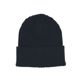 24 pieces Rib Knit Cuff Beanie NAVY - Winter Beanie Hats