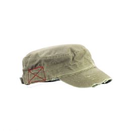 24 pieces Enzyme Washed Cotton Twill Army Cap KHAKI - Military Caps