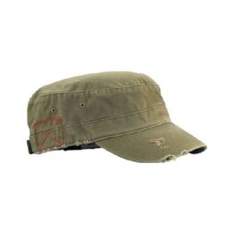 24 pieces Enzyme Washed Cotton Twill Army Cap OLIVE - Military Caps