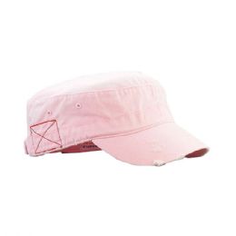 24 pieces Enzyme Washed Cotton Twill Army Cap PINK - Military Caps