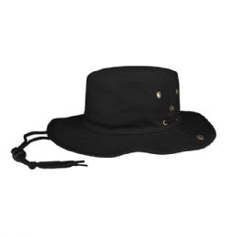 24 pieces Brushed Twill Aussie Hat BLACK-M - Cowboy & Boonie Hat