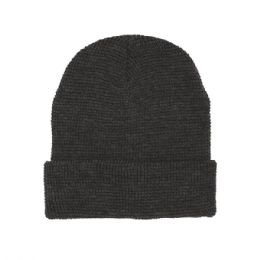 24 pieces Waffle Knit Cuff Beanie D.GREY - Winter Beanie Hats