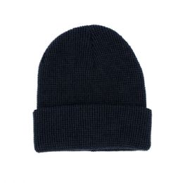 24 pieces Waffle Knit Cuff Beanie NAVY - Winter Beanie Hats