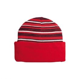 24 pieces Reversible Fleece Beanie RED - Winter Beanie Hats