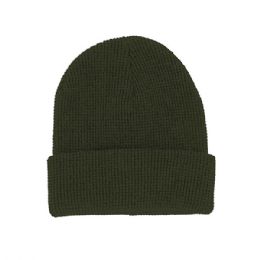 24 pieces Waffle Knit Cuff Beanie OLIVE - Winter Beanie Hats