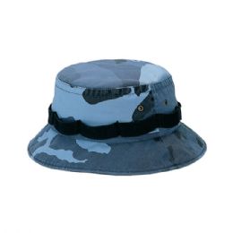 24 pieces Camouflage Twill Washed Hunting Bucket Hat BLUE.CAMO - Hunting Caps
