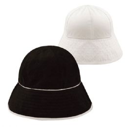 24 pieces Ladies' Reversible Cotton Terry Hat BLACK - Bucket Hats