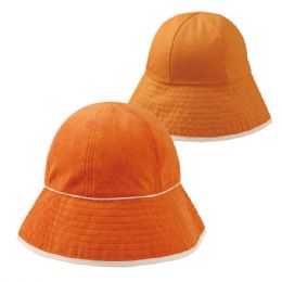 24 pieces Ladies' Reversible Cotton Terry Hat ORANGE - Bucket Hats