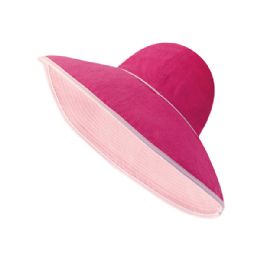 24 pieces Ladies' Reversible Terry Cloth Wide Brim Bucket Hat H.PINK-PINK - Bucket Hats