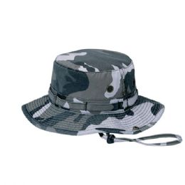 24 pieces Washed Camouflage Twill Hunting Hat W/Self Fabric Chin Cord CITY-M - Hunting Caps