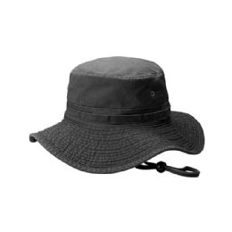 24 pieces Pigment Dyed Twill Washed Bucket Hat BLACK-M - Bucket Hats