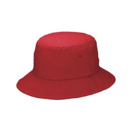 24 pieces Promotional Style Cotton Blend Twill Bucket Hat RED - Bucket Hats